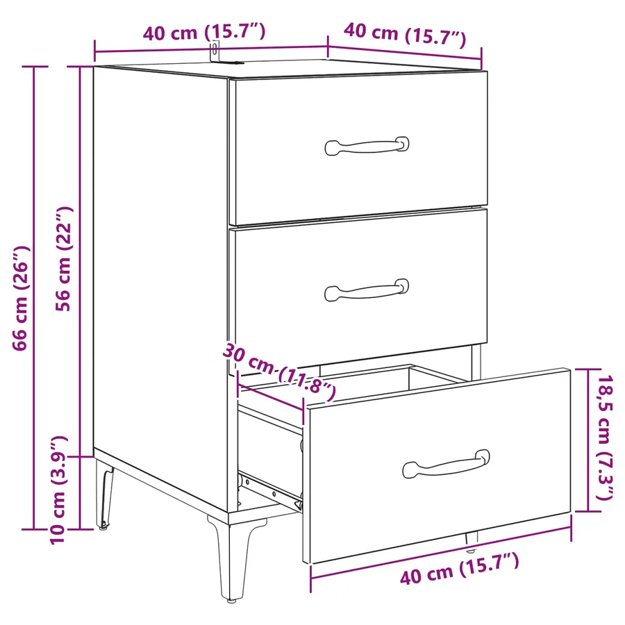Cabinet de chevet Chêne artisanal 40 x 40,5 x 66 cm - 15