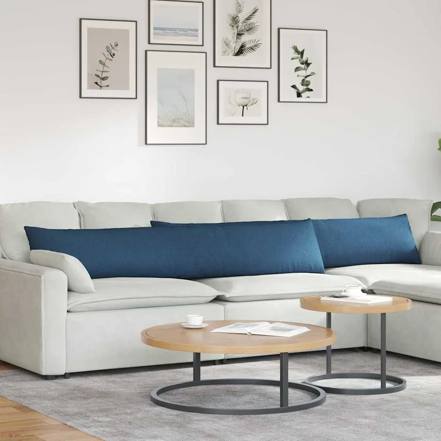 Coussins de canapé 2 pcs Bleu 200 x 40 cm tissu