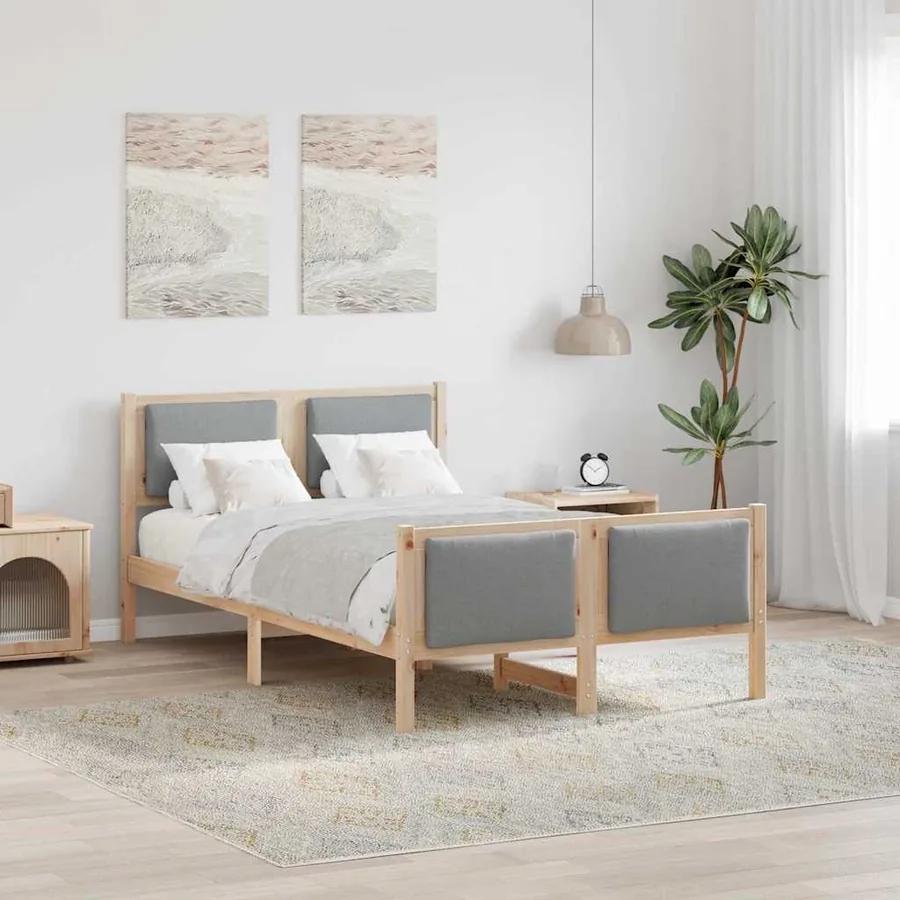 Cadre de lit avec tête de lit Gris clair 120 x 190 cm tissu