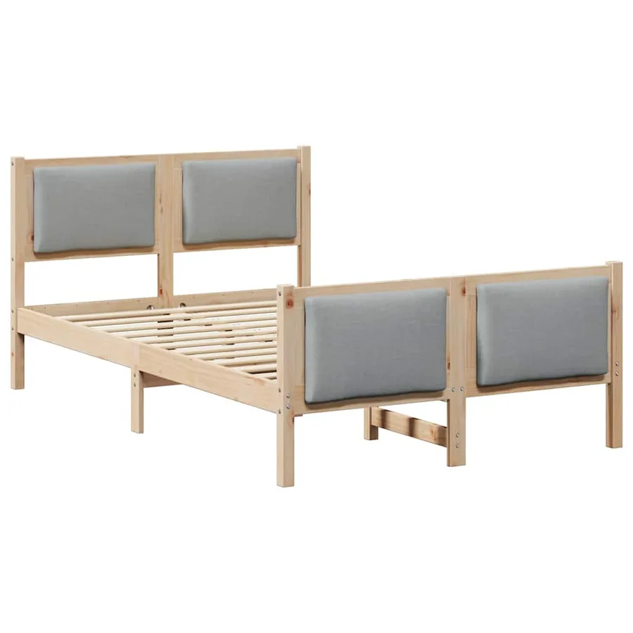 Cadre de lit avec tête de lit Gris clair 120 x 190 cm tissu - 2