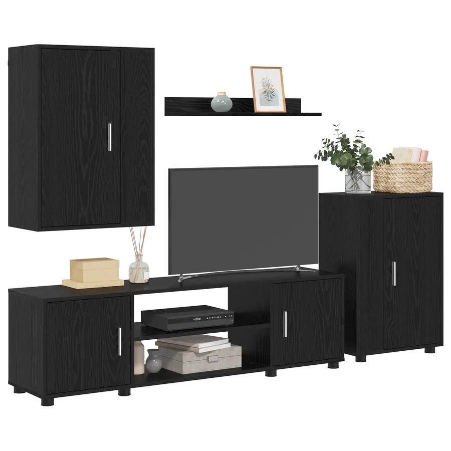 Ensemble meuble TV Chêne noir Bois d'ingénierie - 3