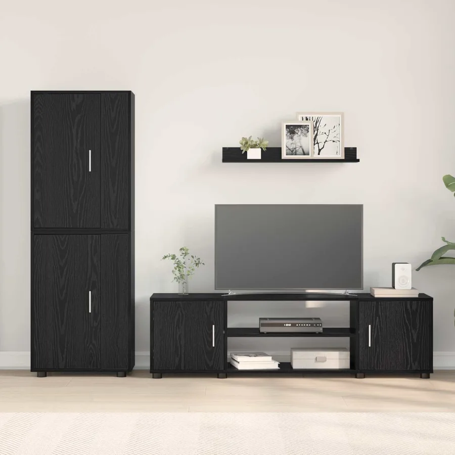 Ensemble meuble TV Chêne noir Bois d'ingénierie - 4