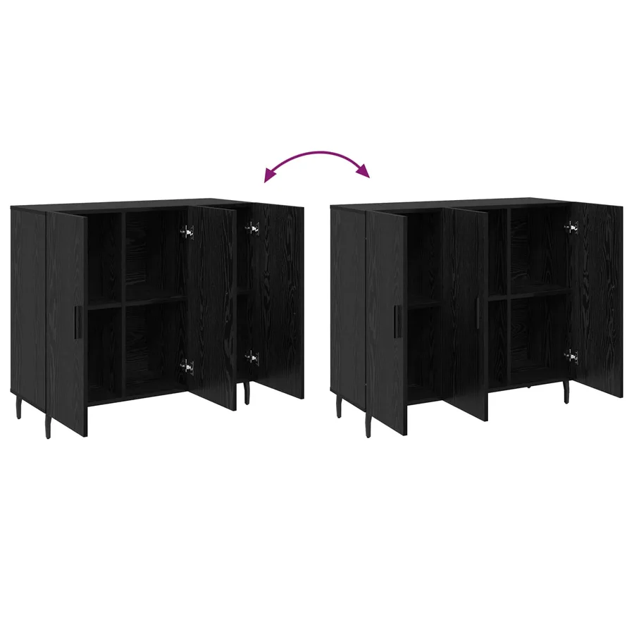 Buffet Chêne noir 90 x 34 x 80 cm Bois d'ingénierie - 10