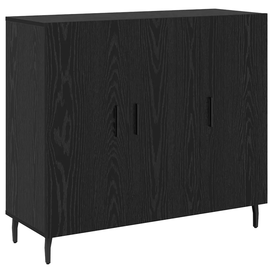Buffet Chêne noir 90 x 34 x 80 cm Bois d'ingénierie - 2