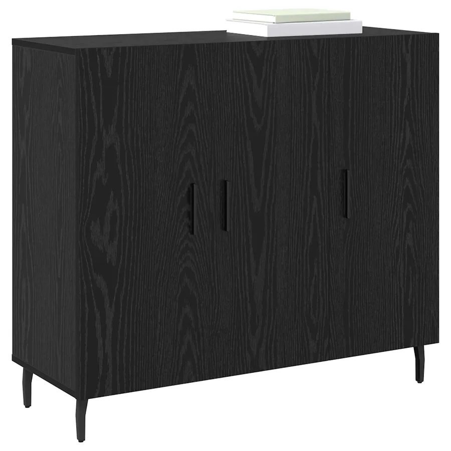 Buffet Chêne noir 90 x 34 x 80 cm Bois d'ingénierie - 3