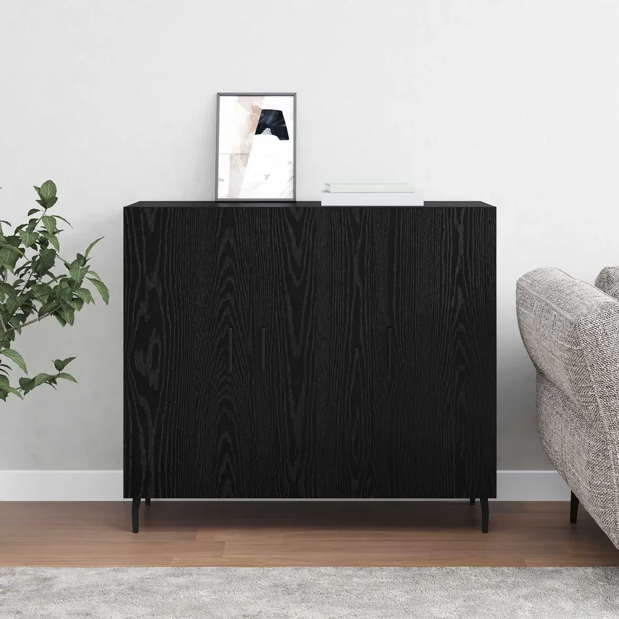 Buffet Chêne noir 90 x 34 x 80 cm Bois d'ingénierie - 4