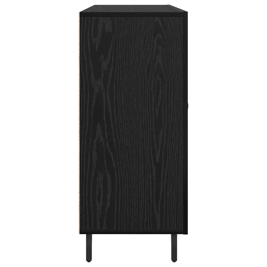 Buffet Chêne noir 90 x 34 x 80 cm Bois d'ingénierie - 7