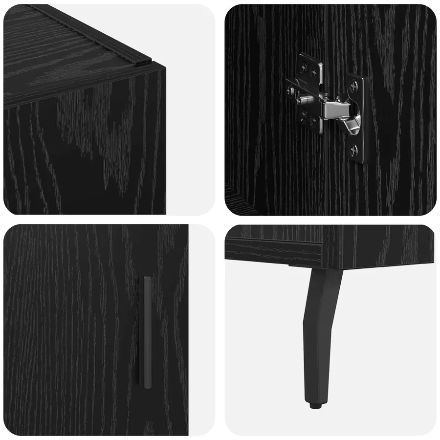 Buffet Chêne noir 90 x 34 x 80 cm Bois d'ingénierie - 9