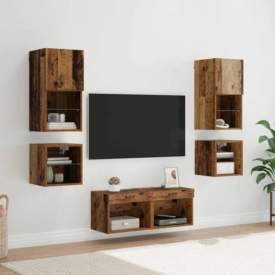 Meubles TV muraux 8 pcs Bois ancien Bois d'ingénierie