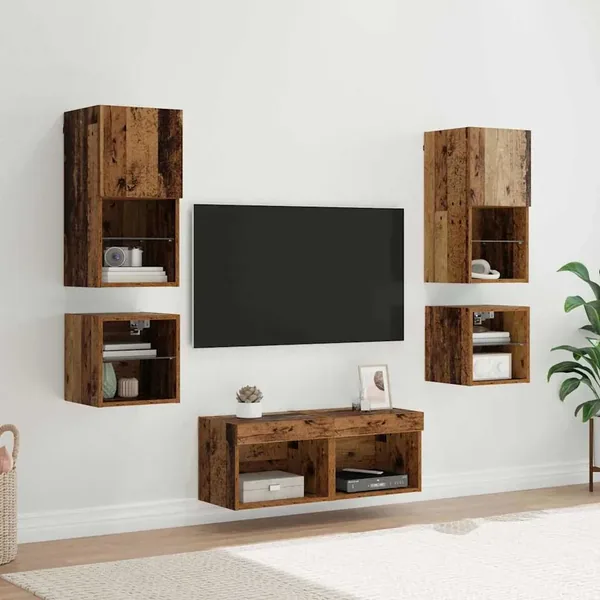 Meubles TV muraux 8 pcs Bois ancien Bois d'ingénierie