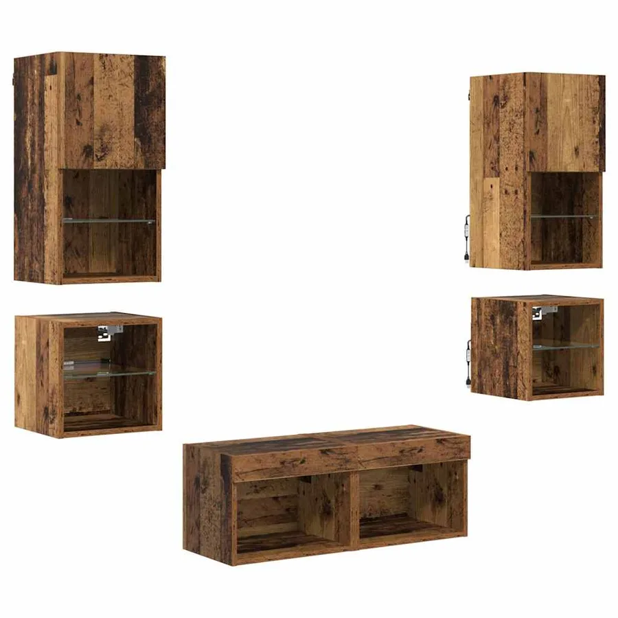 Meubles TV muraux 8 pcs Bois ancien Bois d'ingénierie - 2