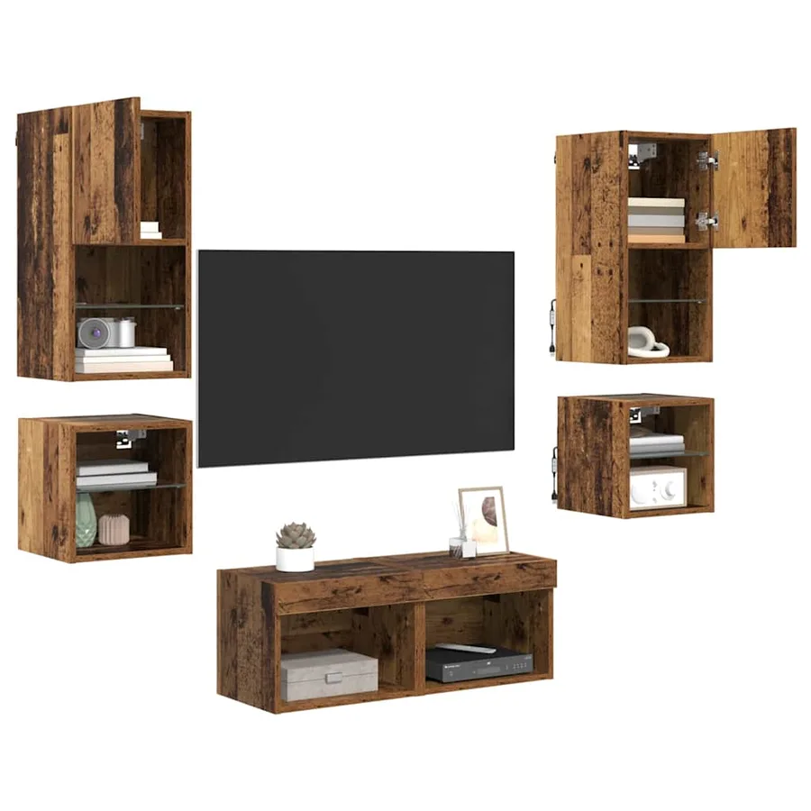 Meubles TV muraux 8 pcs Bois ancien Bois d'ingénierie - 3