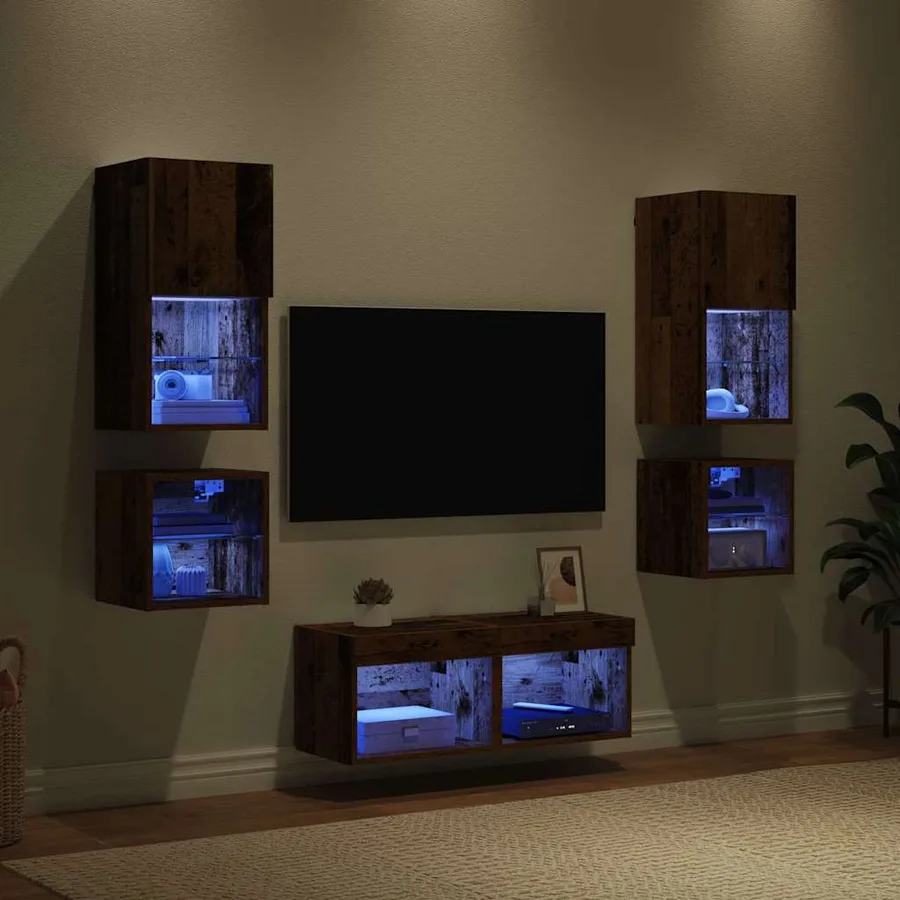 Meubles TV muraux 8 pcs Bois ancien Bois d'ingénierie - 5