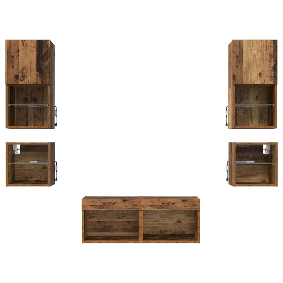 Meubles TV muraux 8 pcs Bois ancien Bois d'ingénierie - 8