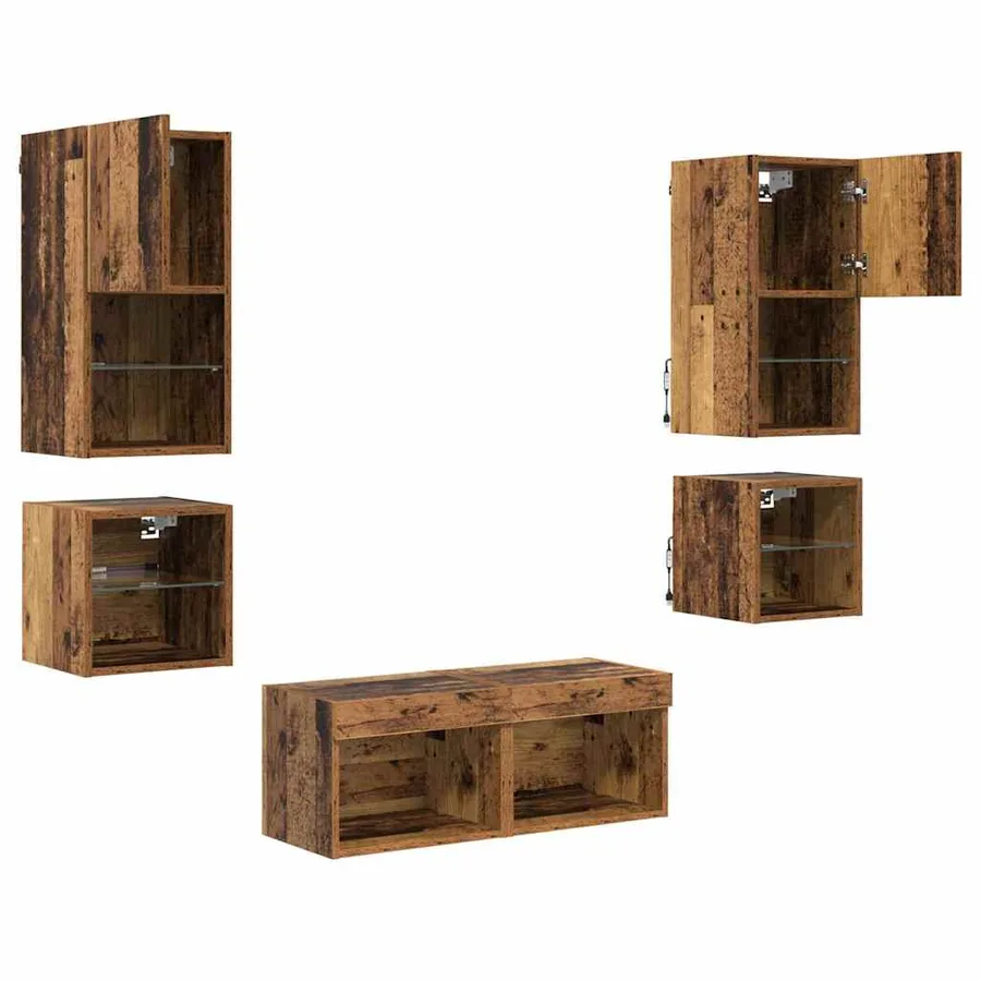 Meubles TV muraux 8 pcs Bois ancien Bois d'ingénierie - 9