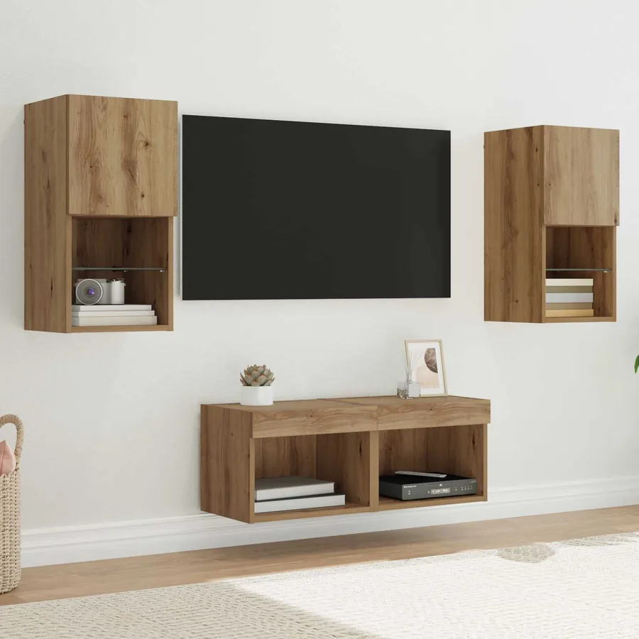 Meubles TV muraux 4 pcs Chêne artisanal Bois d'ingénierie