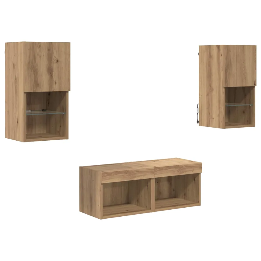 Meubles TV muraux 4 pcs Chêne artisanal Bois d'ingénierie - 2