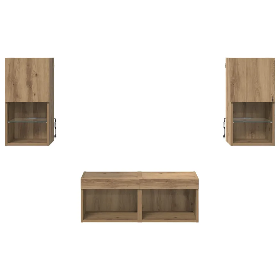 Meubles TV muraux 4 pcs Chêne artisanal Bois d'ingénierie - 9