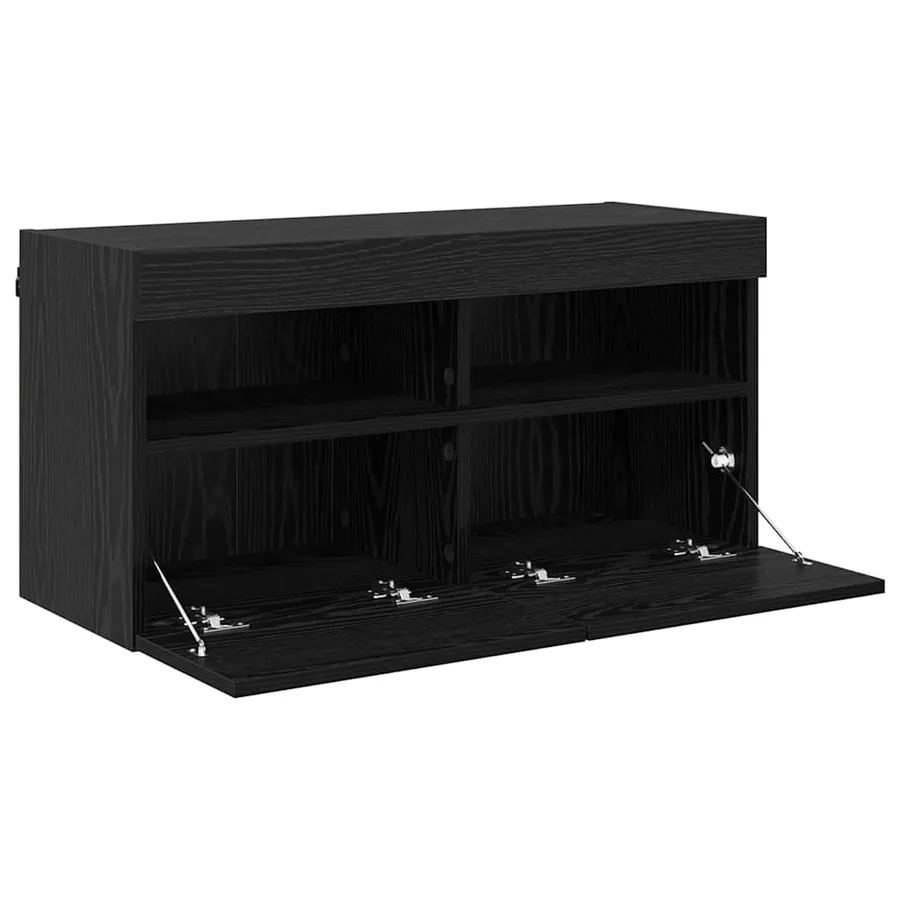 Meuble TV mural Chêne noir 80 x 30 x 40 cm Bois d'ingénierie - 7