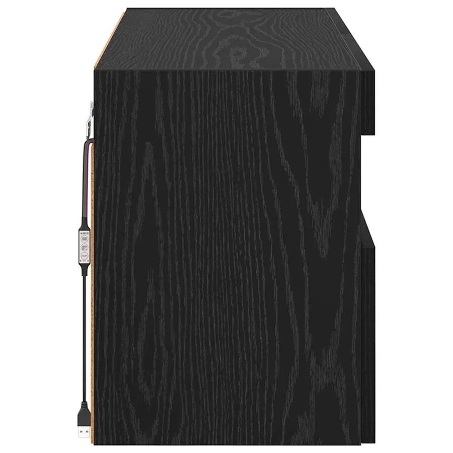Meuble TV mural Chêne noir 80 x 30 x 40 cm Bois d'ingénierie - 9