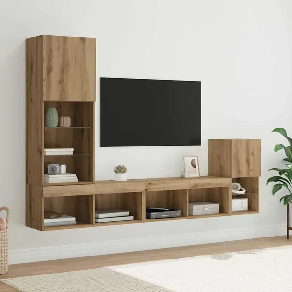 Meubles TV muraux 4 pcs Chêne artisanal Bois d'ingénierie