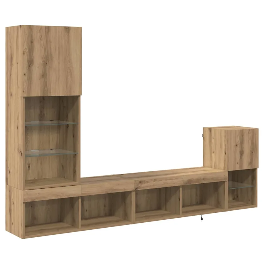 Meubles TV muraux 4 pcs Chêne artisanal Bois d'ingénierie - 2