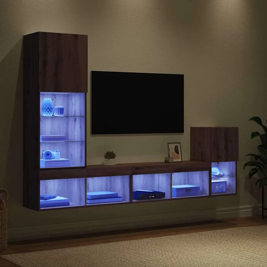 Meubles TV muraux 4 pcs Chêne artisanal Bois d'ingénierie - 5