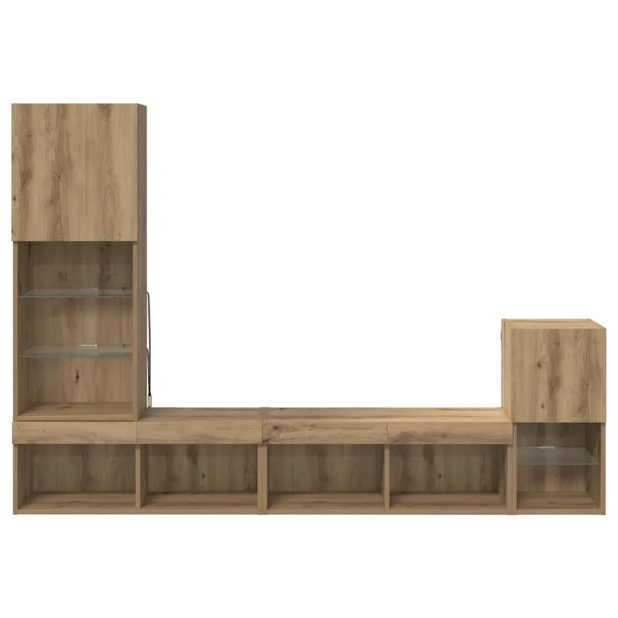 Meubles TV muraux 4 pcs Chêne artisanal Bois d'ingénierie - 8