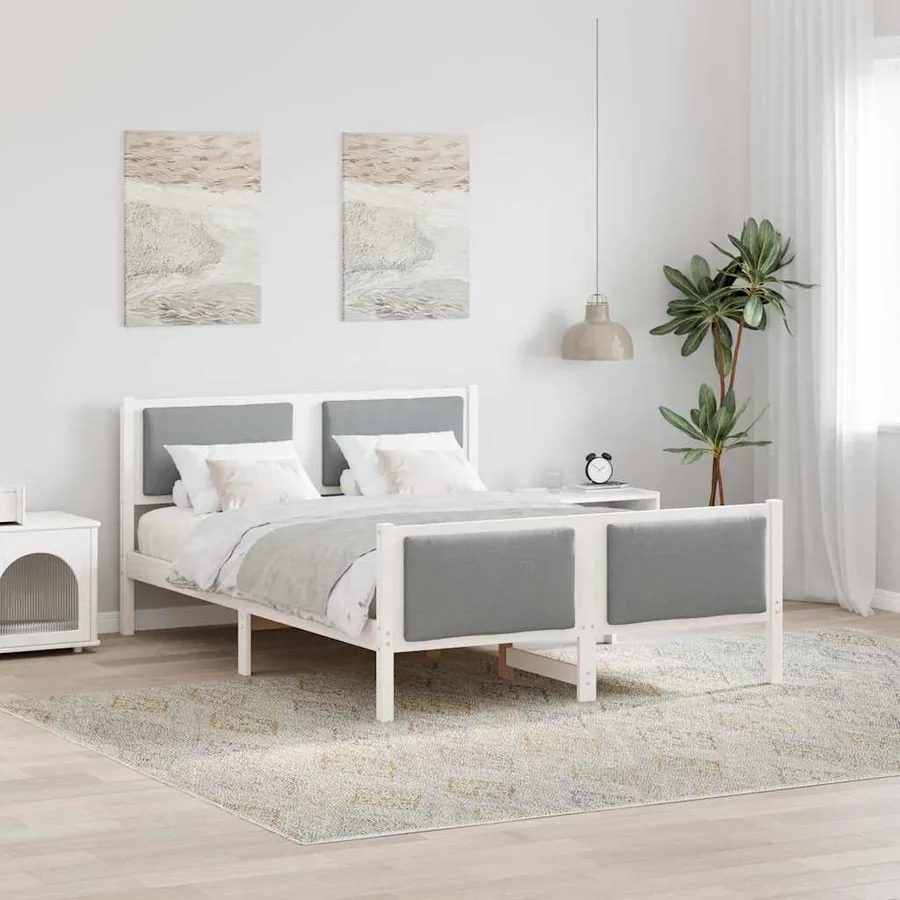Cadre de lit avec tête de lit Gris clair 150 x 200 cm tissu