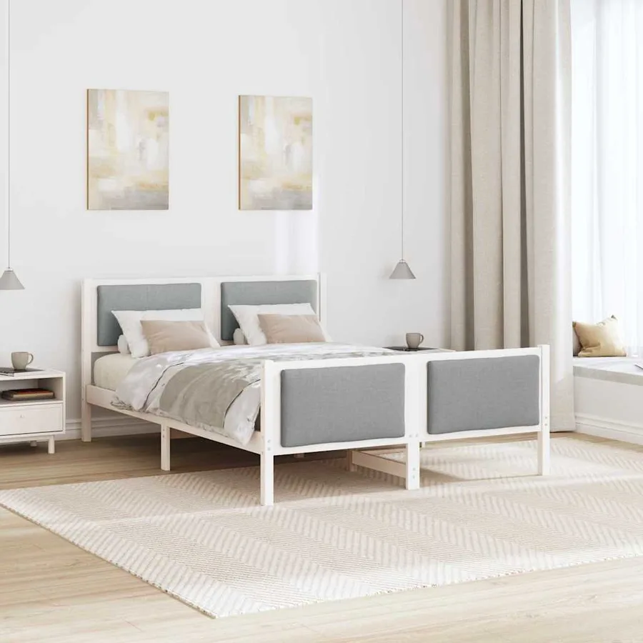 Cadre de lit avec tête de lit Gris clair 150 x 200 cm tissu - 4