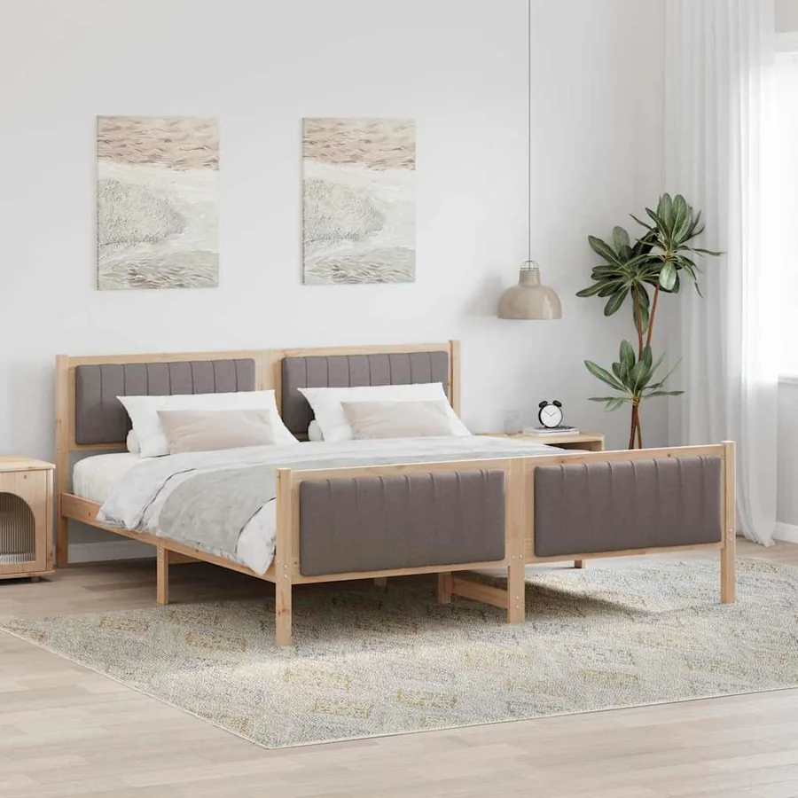 Cadre de lit Marron et taupe 180 x 200 cm Bois massif en pin