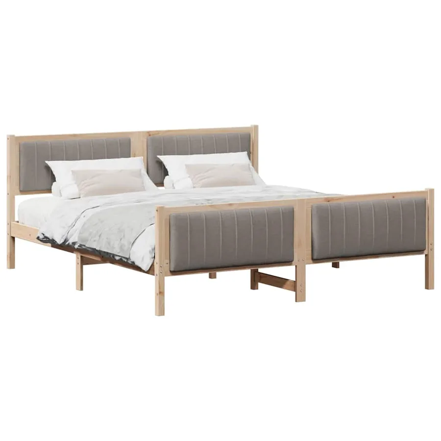 Cadre de lit Marron et taupe 180 x 200 cm Bois massif en pin - 3