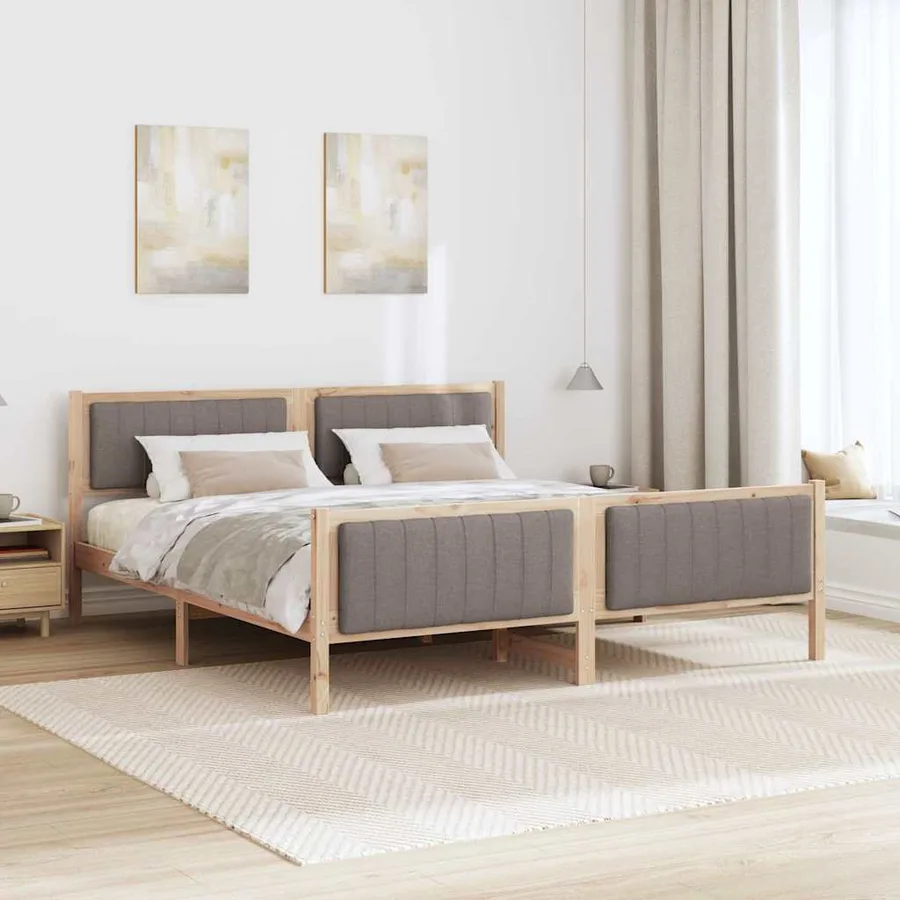 Cadre de lit Marron et taupe 180 x 200 cm Bois massif en pin - 4