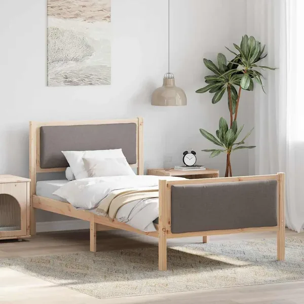 Cadre de lit avec tête de lit Taupe 100 x 200 cm tissu