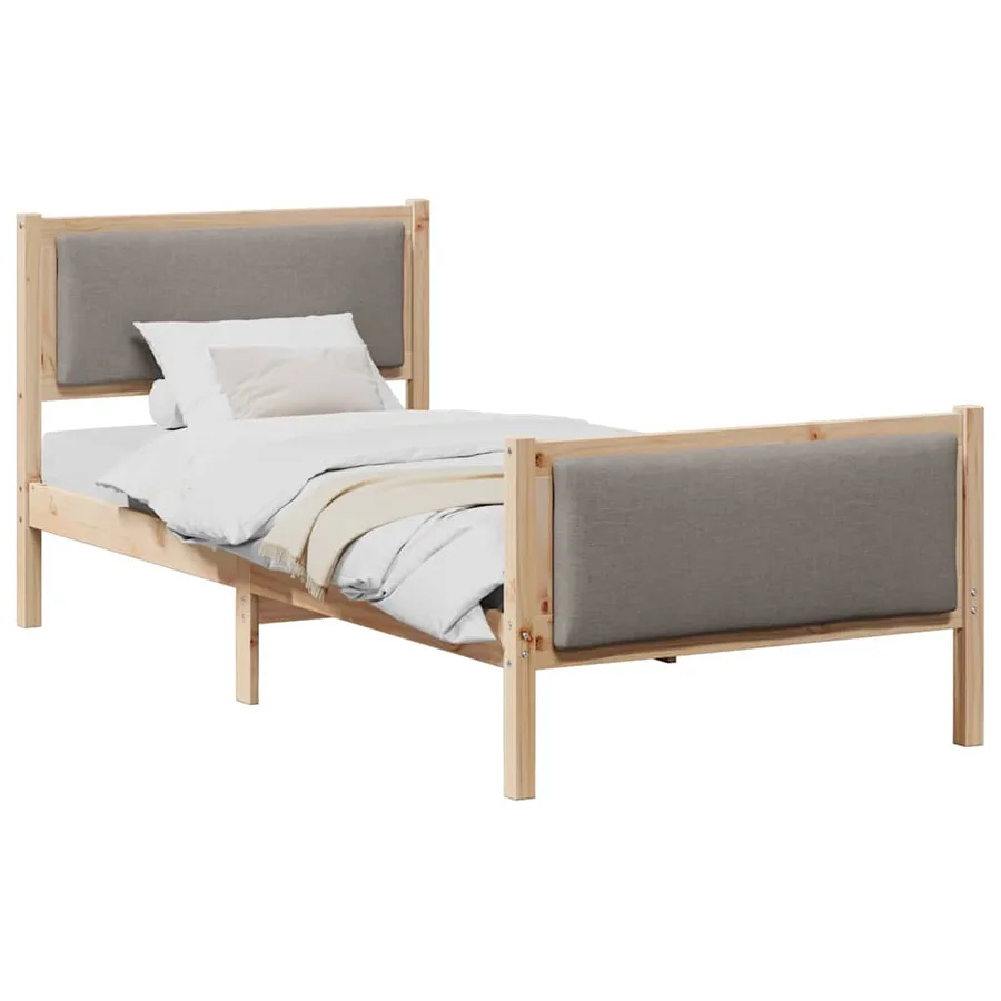 Cadre de lit avec tête de lit Taupe 100 x 200 cm tissu - 3