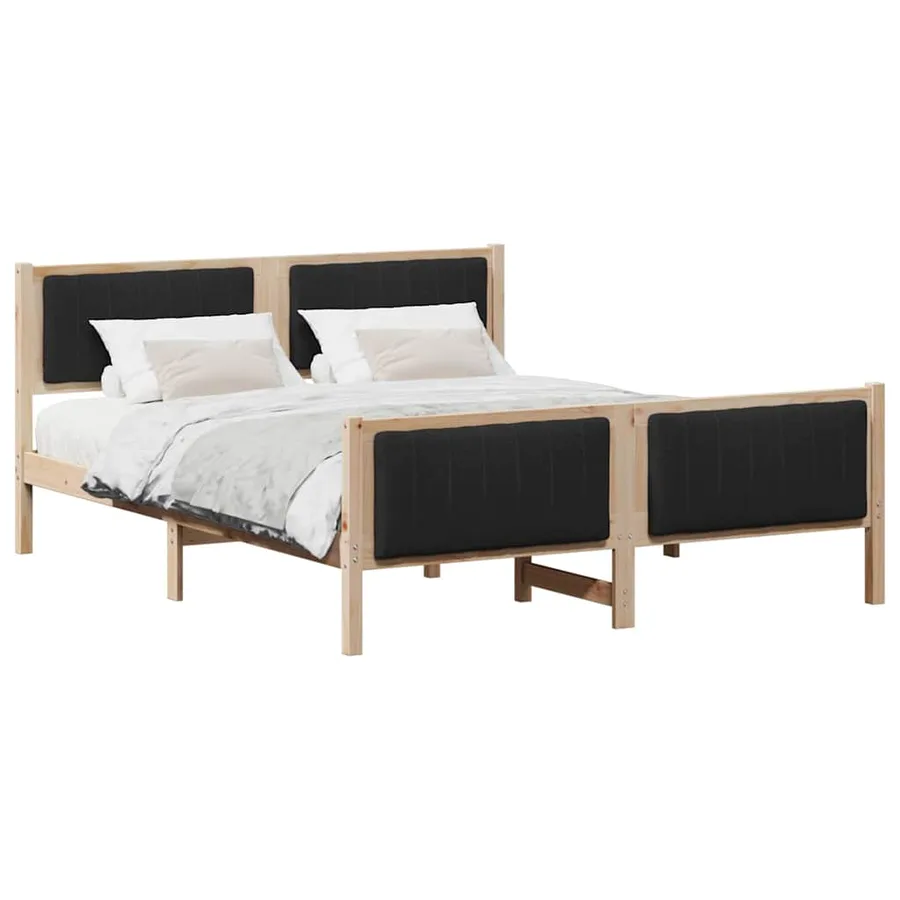 Cadre de lit Marron et noir 160 x 200 cm Bois massif en pin - 3