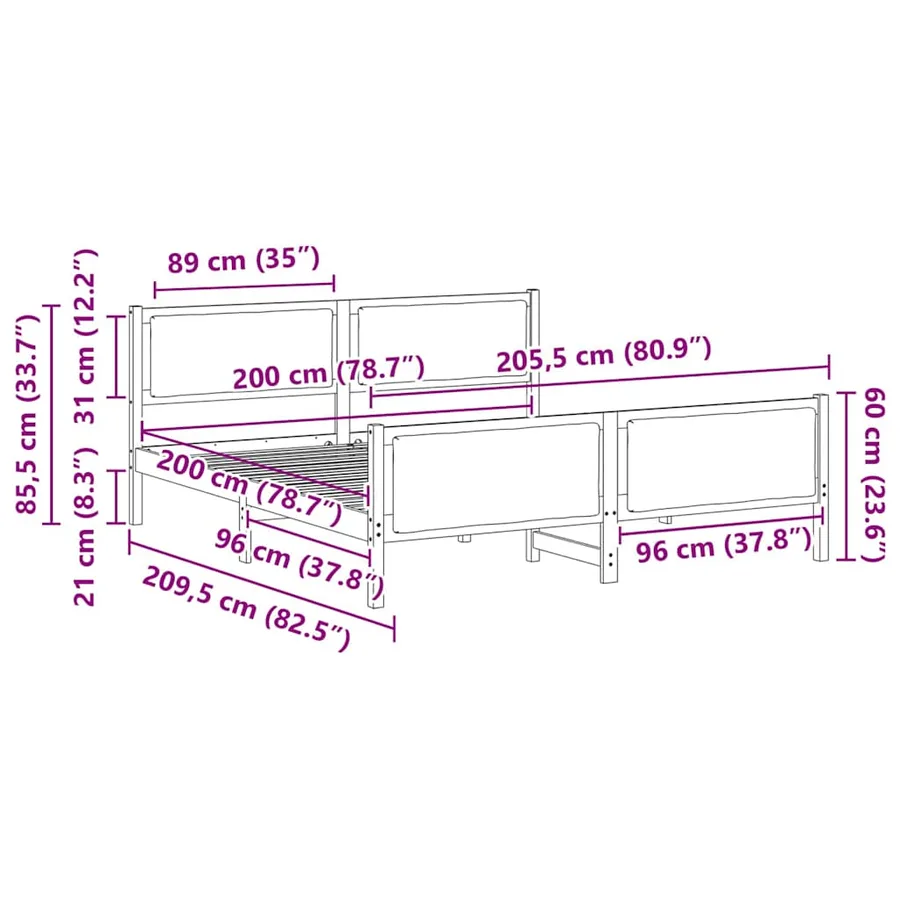 Cadre de lit avec tête de lit Gris clair 200 x 200 cm tissu - 11