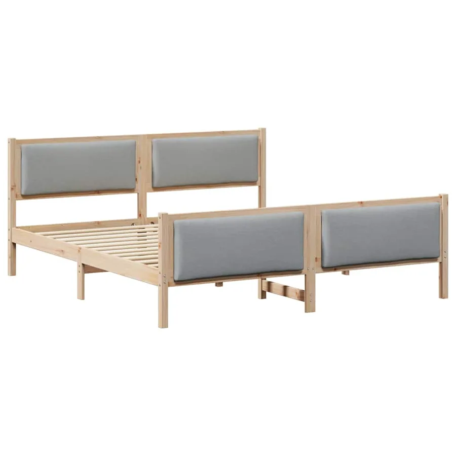 Cadre de lit avec tête de lit Gris clair 200 x 200 cm tissu - 2