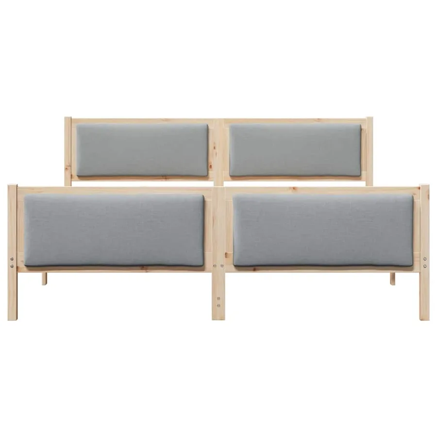 Cadre de lit avec tête de lit Gris clair 200 x 200 cm tissu - 5