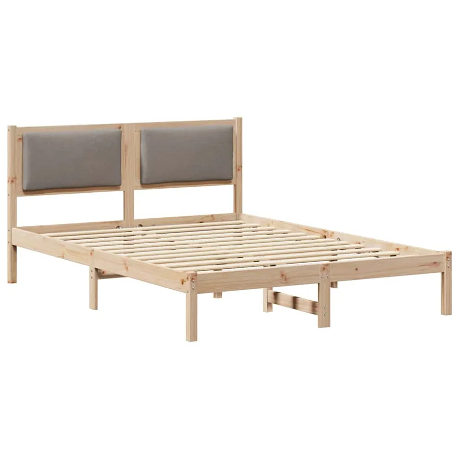 Cadre de lit avec tête de lit Taupe 160 x 200 cm Pin massif - 2