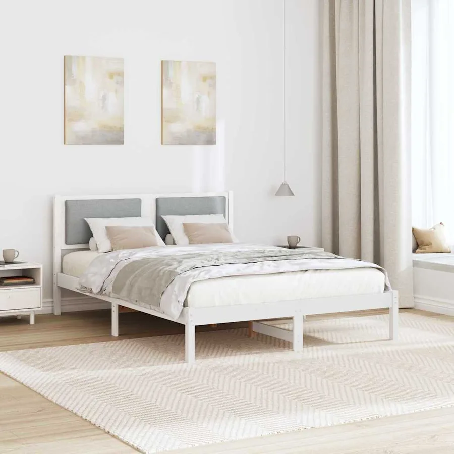 Cadre de lit Gris clair 150 x 200 cm Pin massif - 4