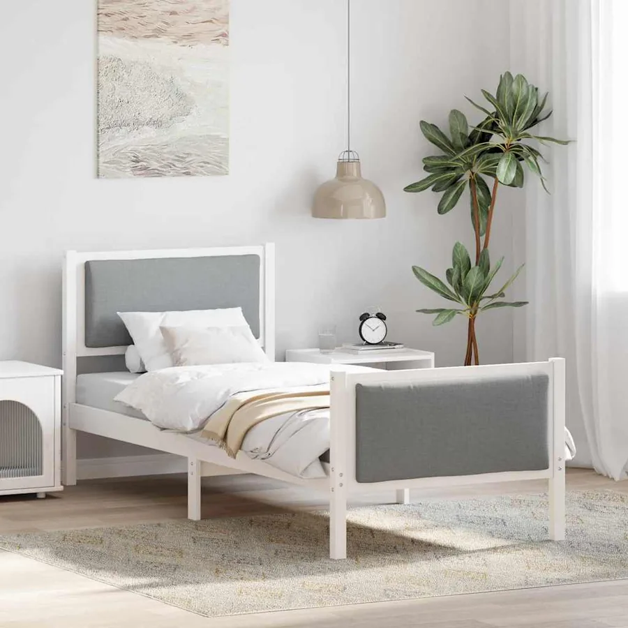 Cadre de lit avec tête de lit Gris clair 75 x 190 cm tissu