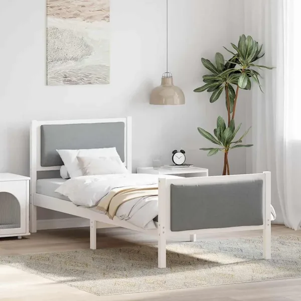 Cadre de lit avec tête de lit Gris clair 75 x 190 cm tissu
