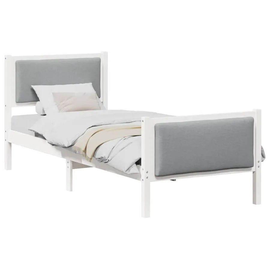 Cadre de lit avec tête de lit Gris clair 75 x 190 cm tissu - 3