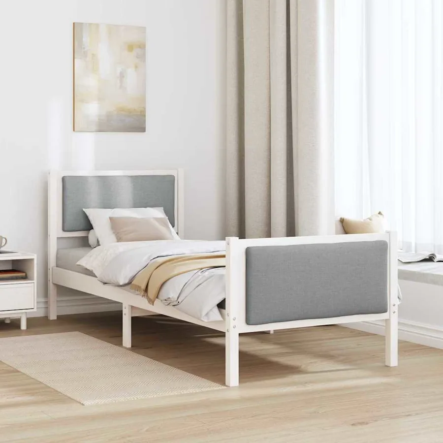 Cadre de lit avec tête de lit Gris clair 75 x 190 cm tissu - 4
