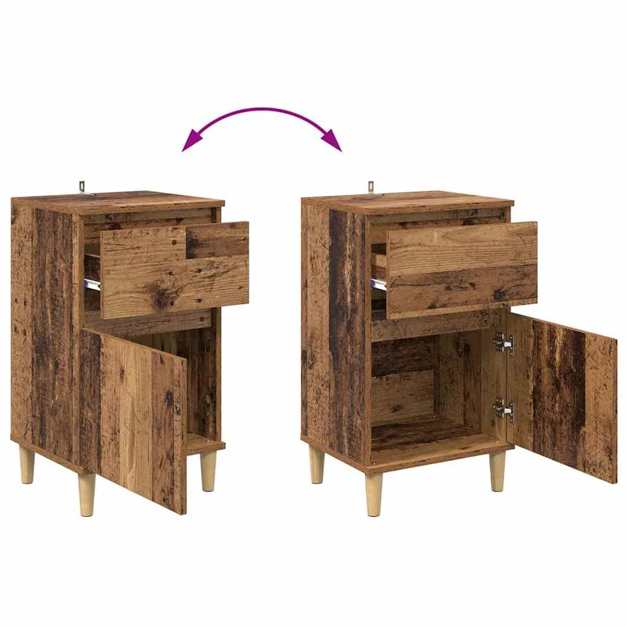 Cabinet de chevet Bois ancien 40 x 35 x 70 cm Bois d'ingénierie - 12