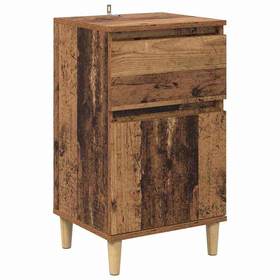 Cabinet de chevet Bois ancien 40 x 35 x 70 cm Bois d'ingénierie - 2