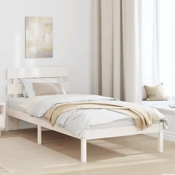 Cadre de lit Blanc 75 x 190 cm Bois de pin massif