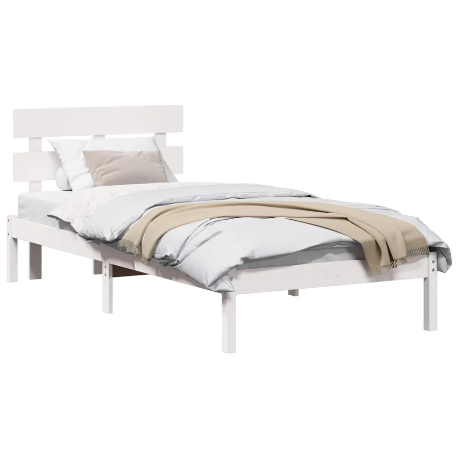Cadre de lit Blanc 75 x 190 cm Bois de pin massif - 2