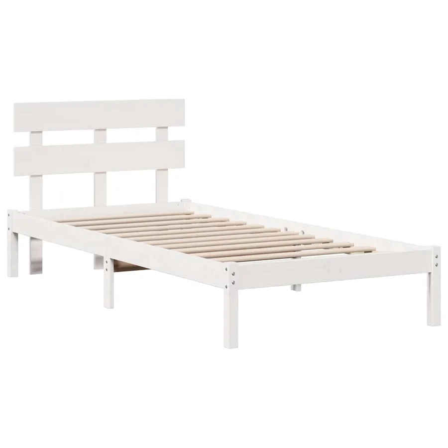 Cadre de lit Blanc 75 x 190 cm Bois de pin massif - 4